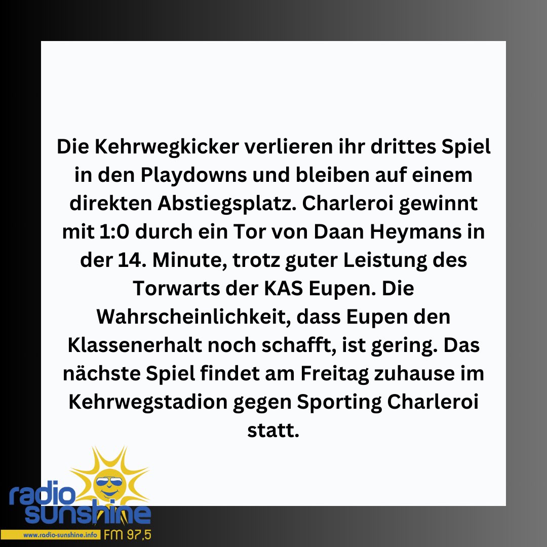 radiosunshineBE's tweet image. #Kehrwegkicker #Playdowns #Abstiegskampf #SportingCharleroi #DaanHeymans #Torwartleistung #KASEupen #Klassenerhalt #Kehrwegstadion #Fußball