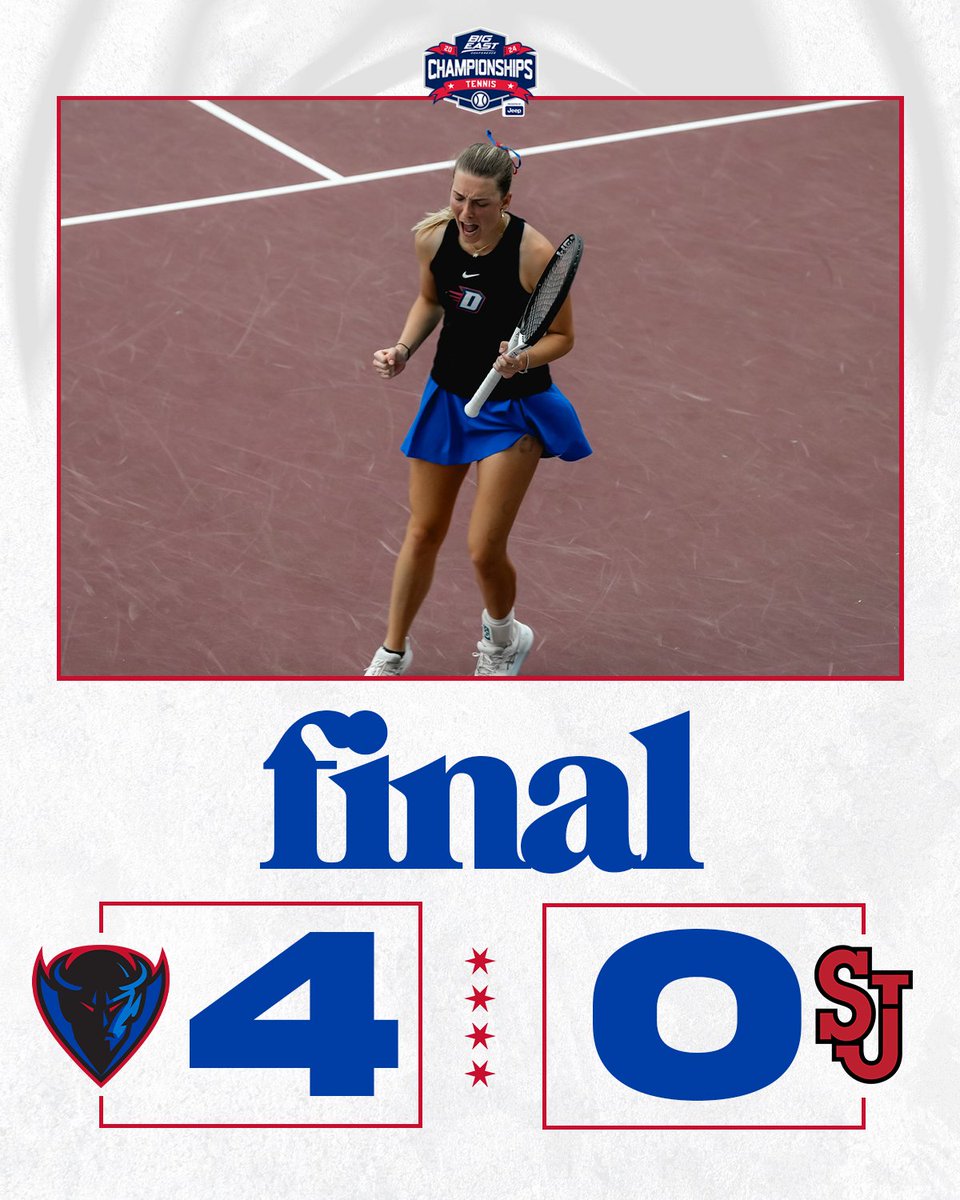 DEMONS. FOR. A. REASON. DePaul sweeps St. John's to advance to Monday's Championship match! #BlueGrit 🔵😈