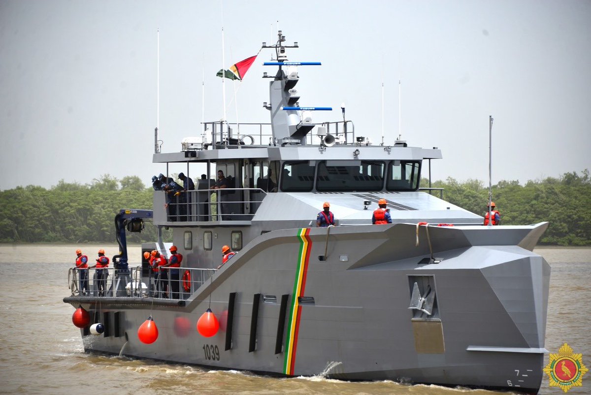 Safeguarding our maritime space: The 115 Defiant monohull patrol vessel - GDFS Shahoud - designed and built by Metal Shark, has just arrived and will form part of the #Guyana Defence Force’s fleet to monitor our maritime space #territorialintegrity