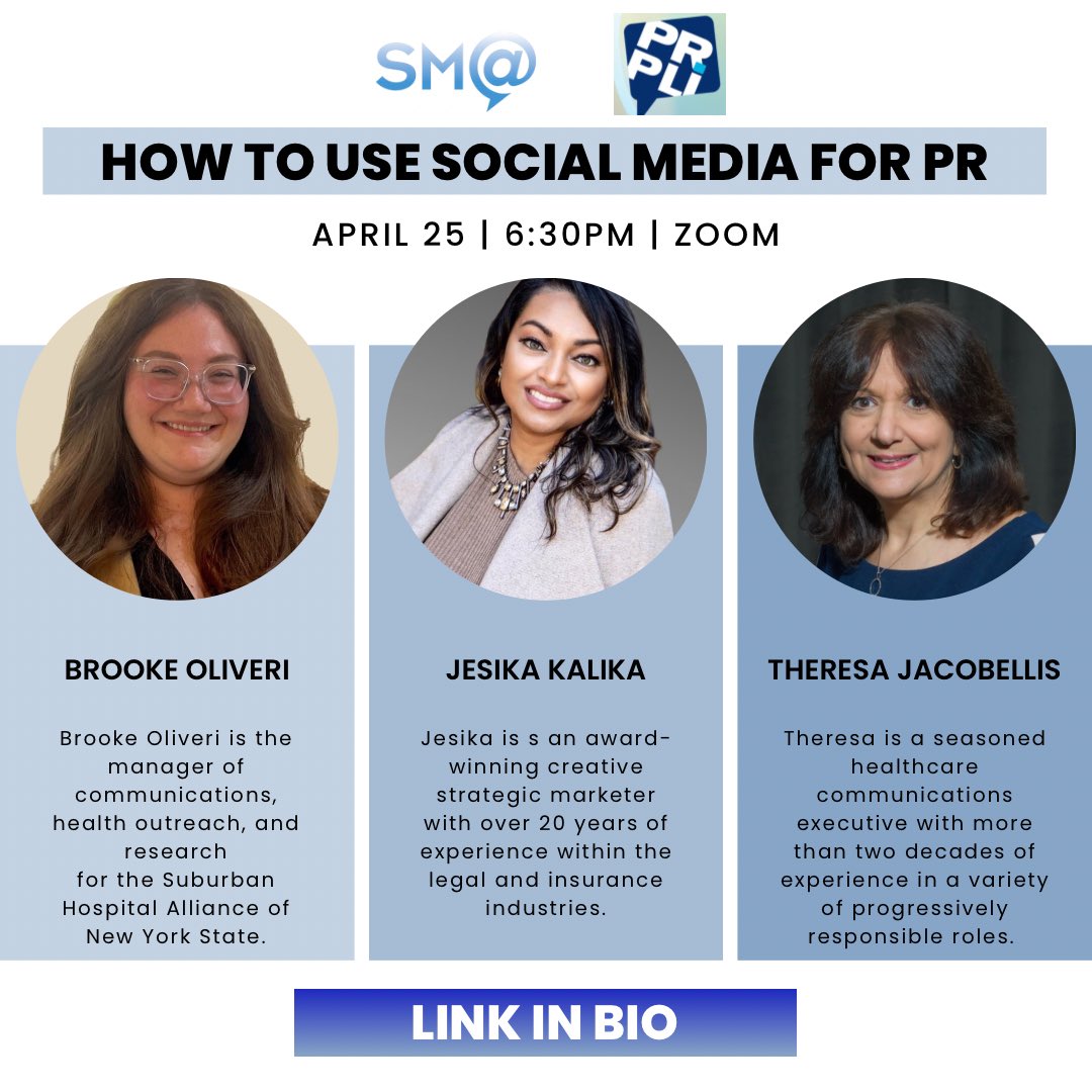 Only a few days left to join our panelists for an exclusive event on 'How to Use Social Media for Public Relations' co-hosted by The Social Media Association and Public Relations Professionals of Long Island!

#SocialMediaPR #PRStrategies #DigitalEngagement #SocialMediaMarketing