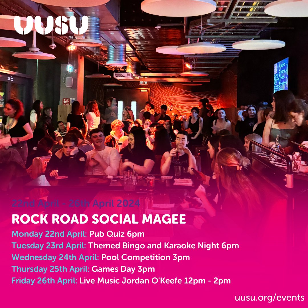 The end is near for this academic year, make the most of it with some fun in the campus bars 🥳 For a full list of activities visit uusu.org/whatson Here’s what we have on this week…