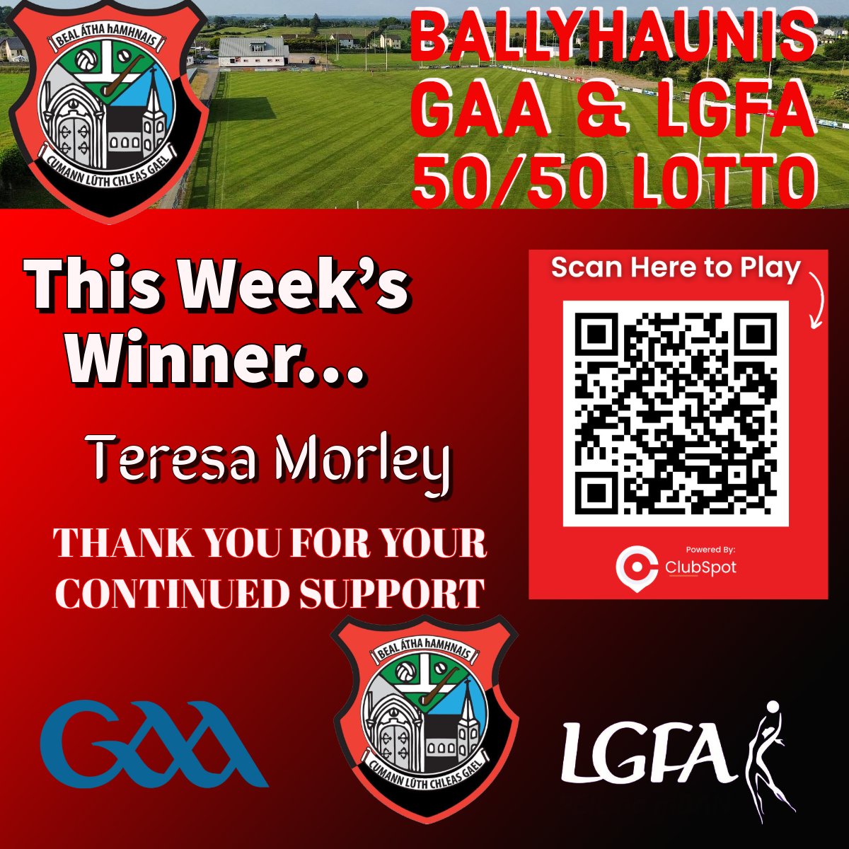 Ballyhaunis GAA 50/50 Lotto Winner… Get all the latest news on the Ballyhaunis GAA app member.clubspot.app/club/ballyhaun…