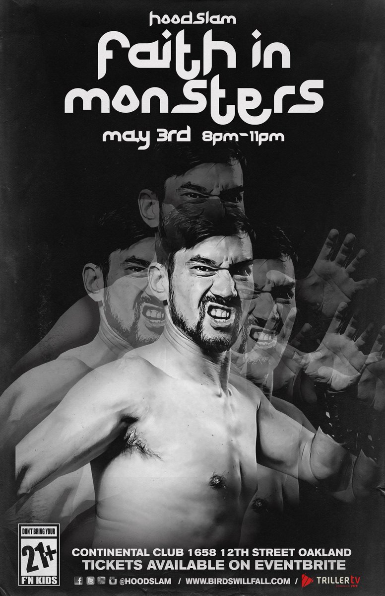 It is true, we shall be monsters, cut off from all the world; but on that account we shall be more attached to one another.

May 3rd #OAKLAND 
//faith in monsters//

Tix:
eventbrite.com/o/hoodslam-151…
Stream:
trillertv.com/vl/p/hoodslam/

#hoodslam #ThisIsReal 
21+ #dontbringyourfnkids