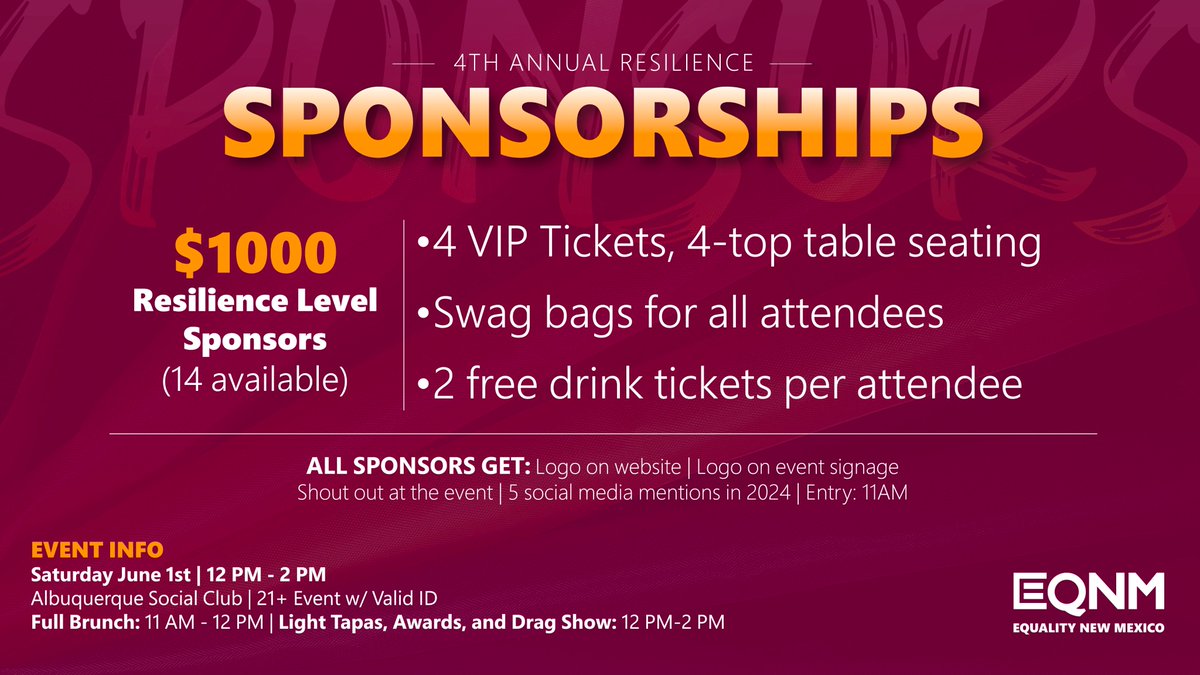 Attending Resilience? Here's the info on tickets and sponsorships.