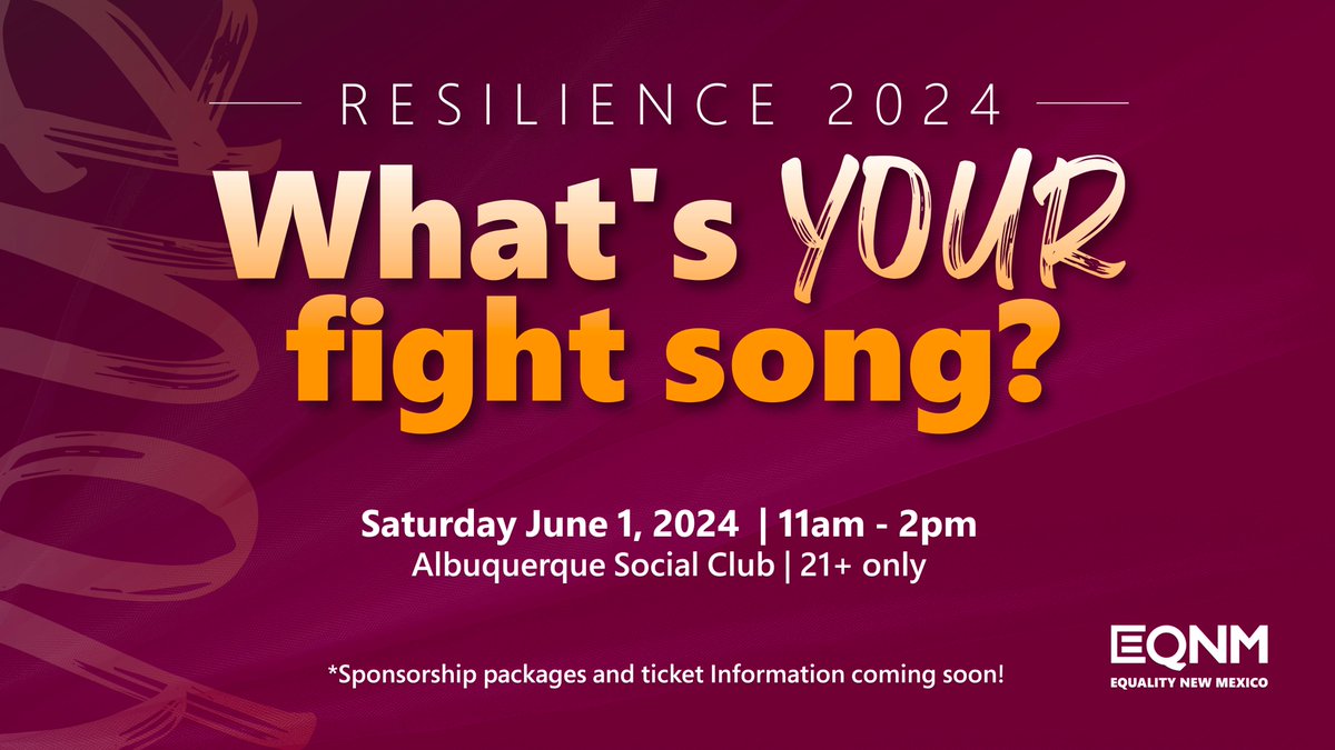 Our Resilience event is back June 1st at the Albuquerque Social Club! Tickets go on sale May 1st at 10am; mark your calendars.
