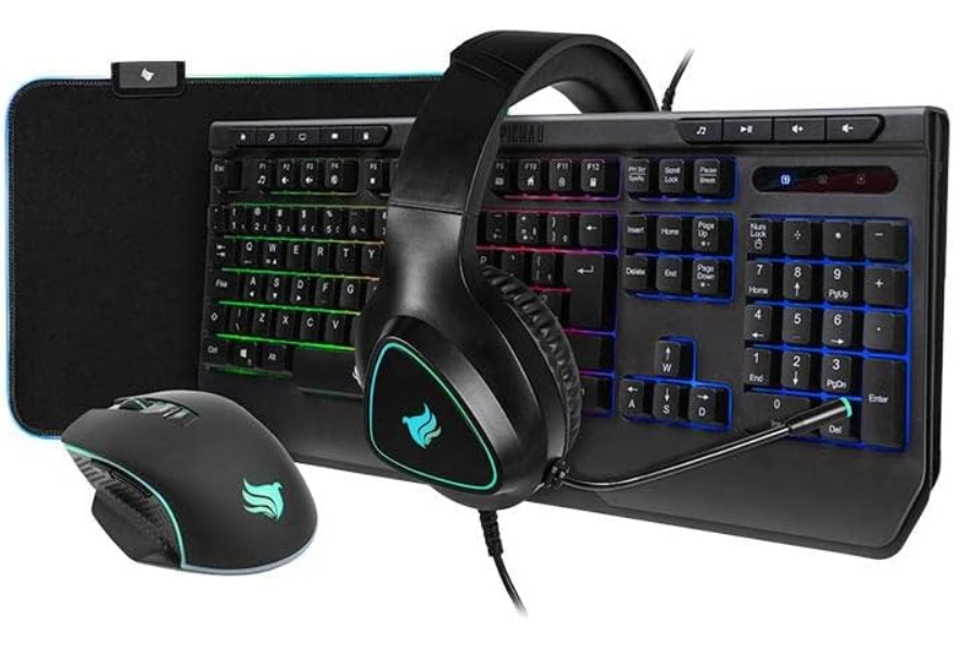 COMBÃO NO PRECINHO ✅ COMBO GAMER PICHAU NETUNO 4X1, RAINBOW, TECLADO ABNT2, MOUSE 8000DPI, MOUSEPAD MEDIO, HEADSET DRIVERS 50MM 🔥 POR 234,90 🔗 amzn.to/3UqZnSr