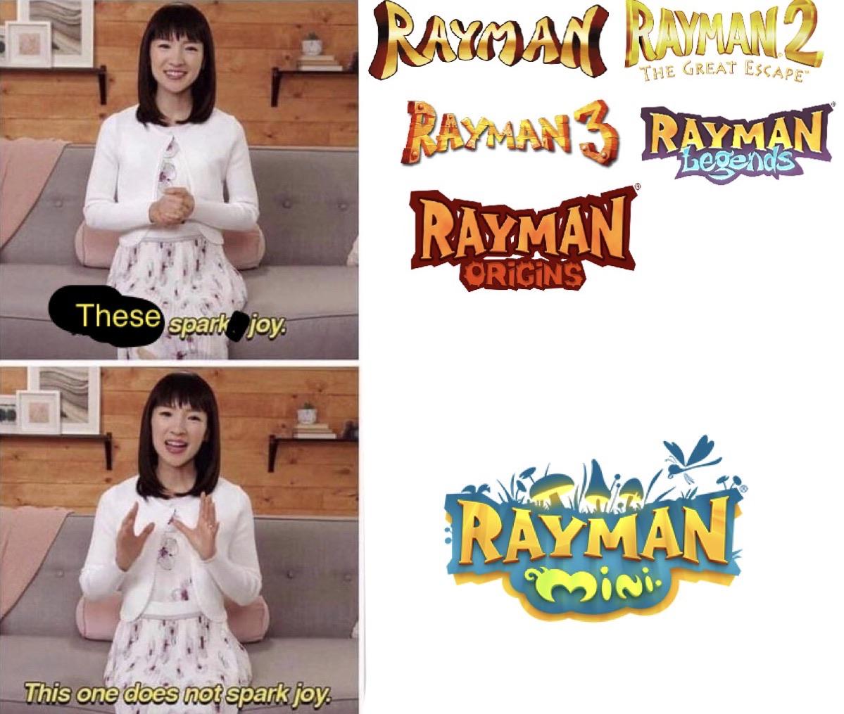 kobra_dragon's tweet photo. Rayman Mini isn’t a spark of joy
#RaymanMemes #RaymanMini #Rayman https://t.co/8aw8frXVWp
