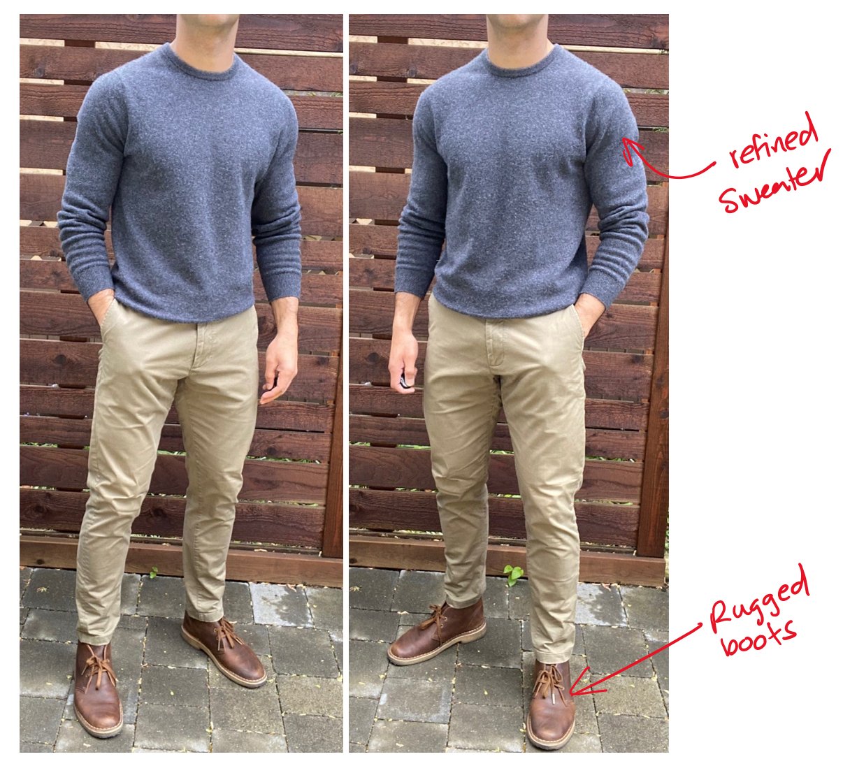Chinos with desert boots hot sale