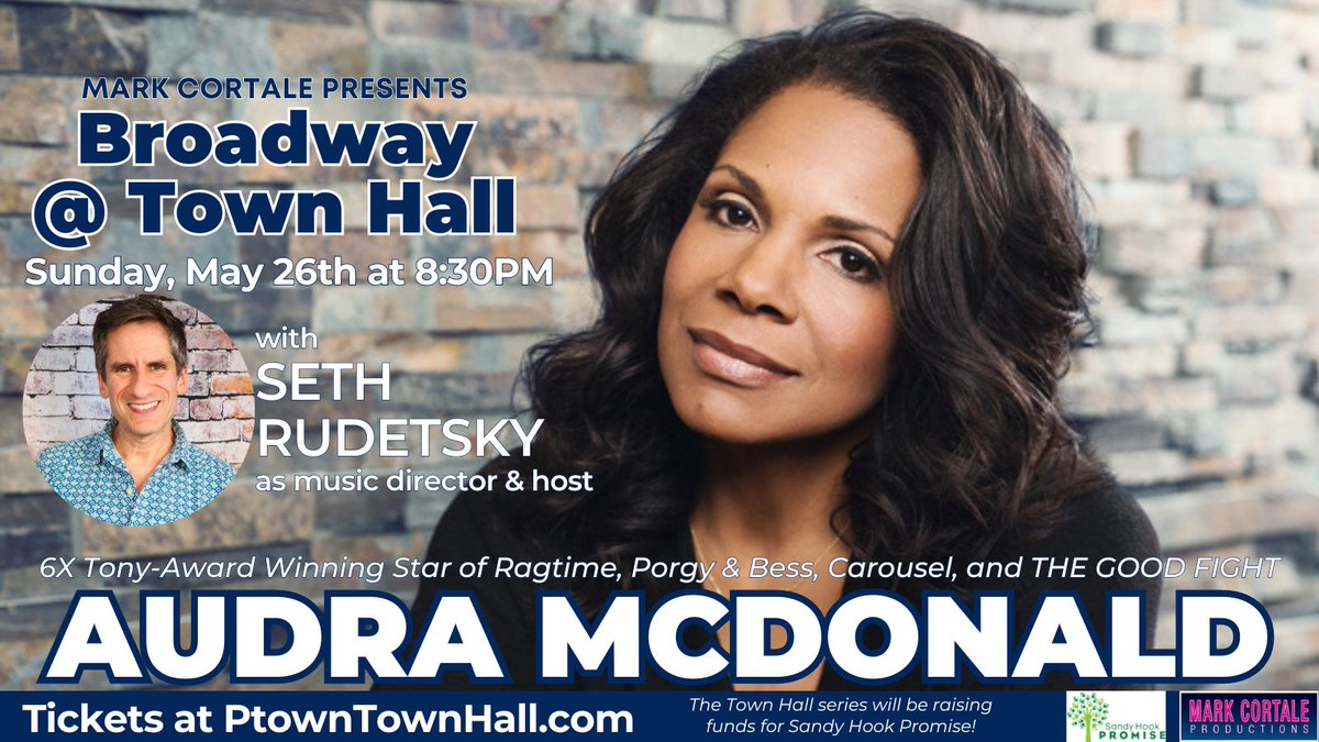 ☀️ 🎶Summertime🎶☀️ and AUDRA MCDONALD is back in Ptown! You don't want to miss this LEGENDARY STAR at Town Hall with SiriusXM’s SETH RUDETSKY! Don’t you cry — just head to PtownTownHall.com for tix!

<a href="/AudraEqualityMc/">Audra McDonald</a> <a href="/SethRudetsky/">Seth Rudetsky he/him</a> <a href="/MarkCortale/">Mark Cortale</a> <a href="/CortalePresents/">MarkCortalePresents</a> #broadway