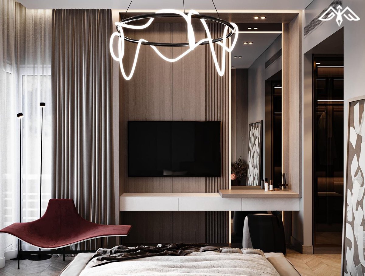 CFC
Sleek and modern: this TV wall by GAF Design Studio is the epitome of sophistication in the bedroom. 
#GAFDesignStudio #GAF #BeaGAFFER #AhmedGabr #InteriorDesign #HomeDecor #LuxuryInteriors #ModernDesign #DesignInspiration #LuxuryLiving #ElegantInteriors #BedroomDesign #Cozy