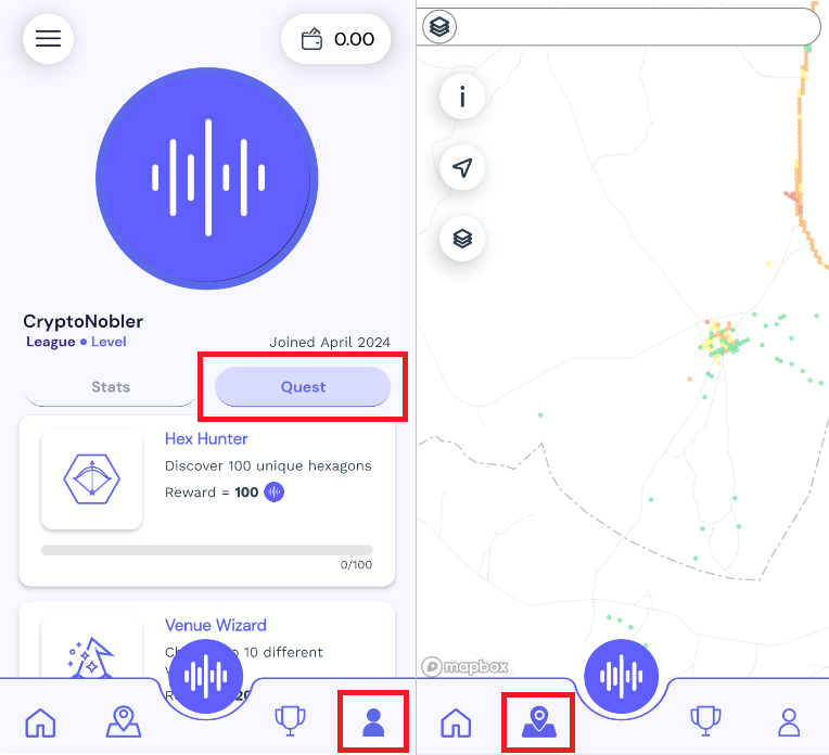 geniuxdefi's tweet photo. 4/ In the Silencio App  

➢ Click on the profile icon, press "Quest" and start completing various in-app quests;  
➢ Quests consist of 3 main components: hexagons, venues and daily check-ins https://t.co/fG7WCbLdba
