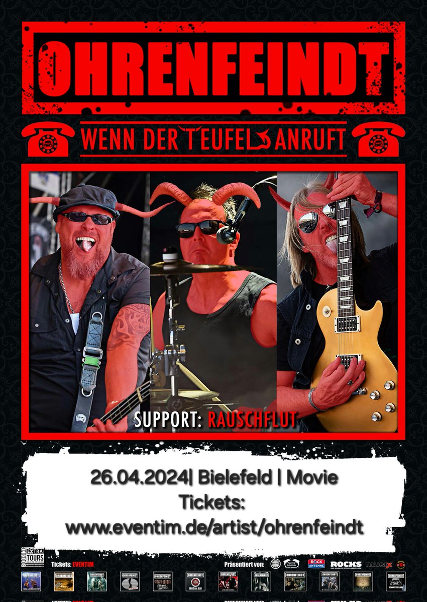 OHRENFEINDT_StP's tweet photo. Gibt's ja gar nicht: #Freitag wird das laut in #Bielefeld!
Tickets: https://t.co/QPhtWftnHf.

Wir freuen uns auf Euch!

#OHRENFEINDT #Vollgasrock #Deutschrock
#Hardrock #WennDerTeufelAnruft https://t.co/GRNYvkhcUX
