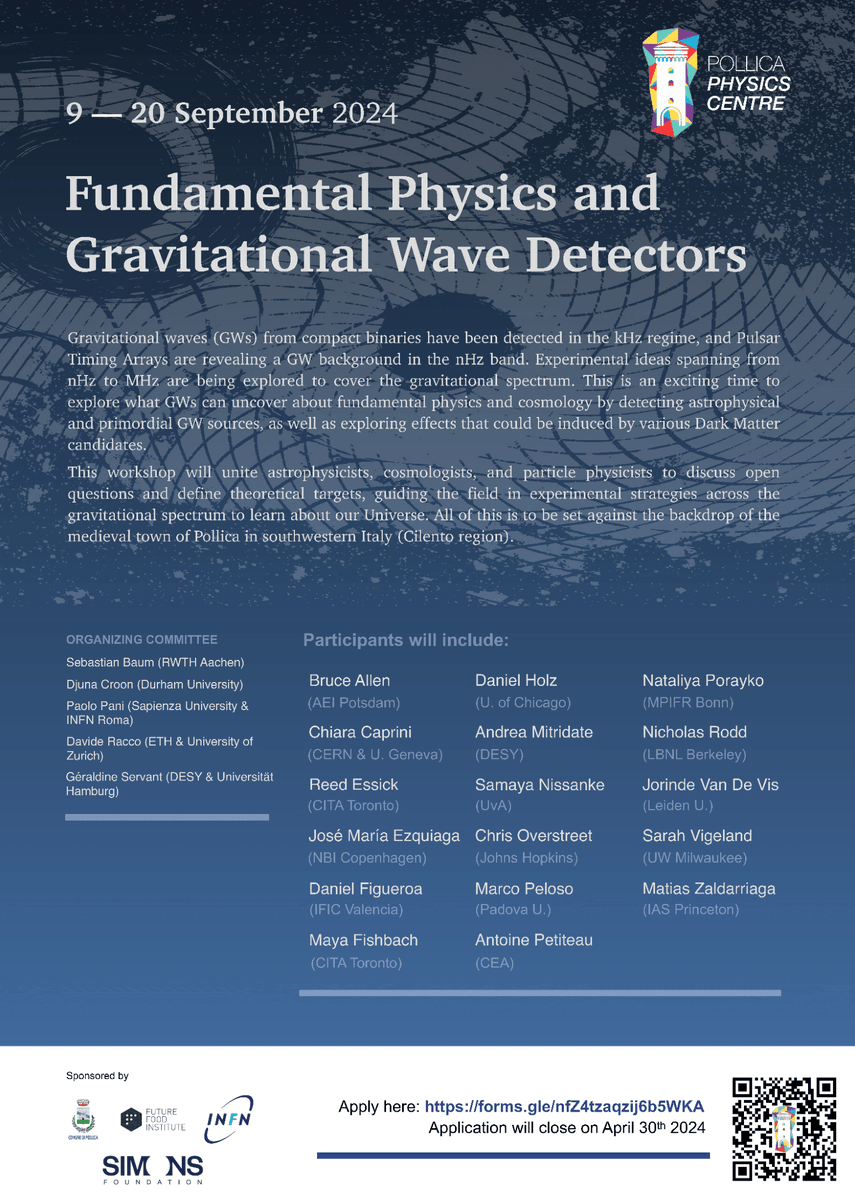 Organising a workshop on gravitational waves and fundamental physics at the beautiful Pollica physics centre this fall! Apply now! agenda.infn.it/event/39805/ov… (Gutted I won't be able to attend in person myself with a 1-month old newborn!)