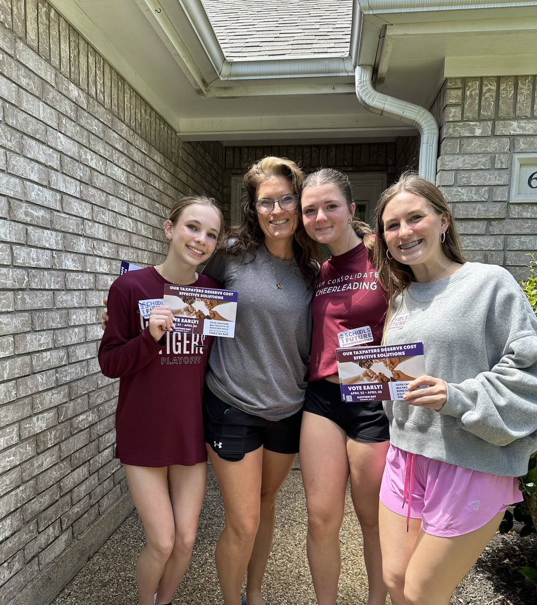 AMCHSTigerClub's tweet photo. These kids (and more!!!) are hitting the streets today asking for your vote of YES to help improve their facilities! 🐾🩶 https://t.co/0Oe9dPplUs
