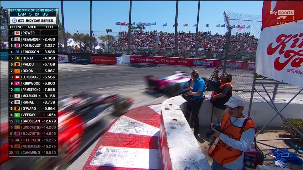 Ok, that’s a pretty amazing close-up spot for the trackside reporter to be broadcasting from! #IndyCar #SkyIndyCar