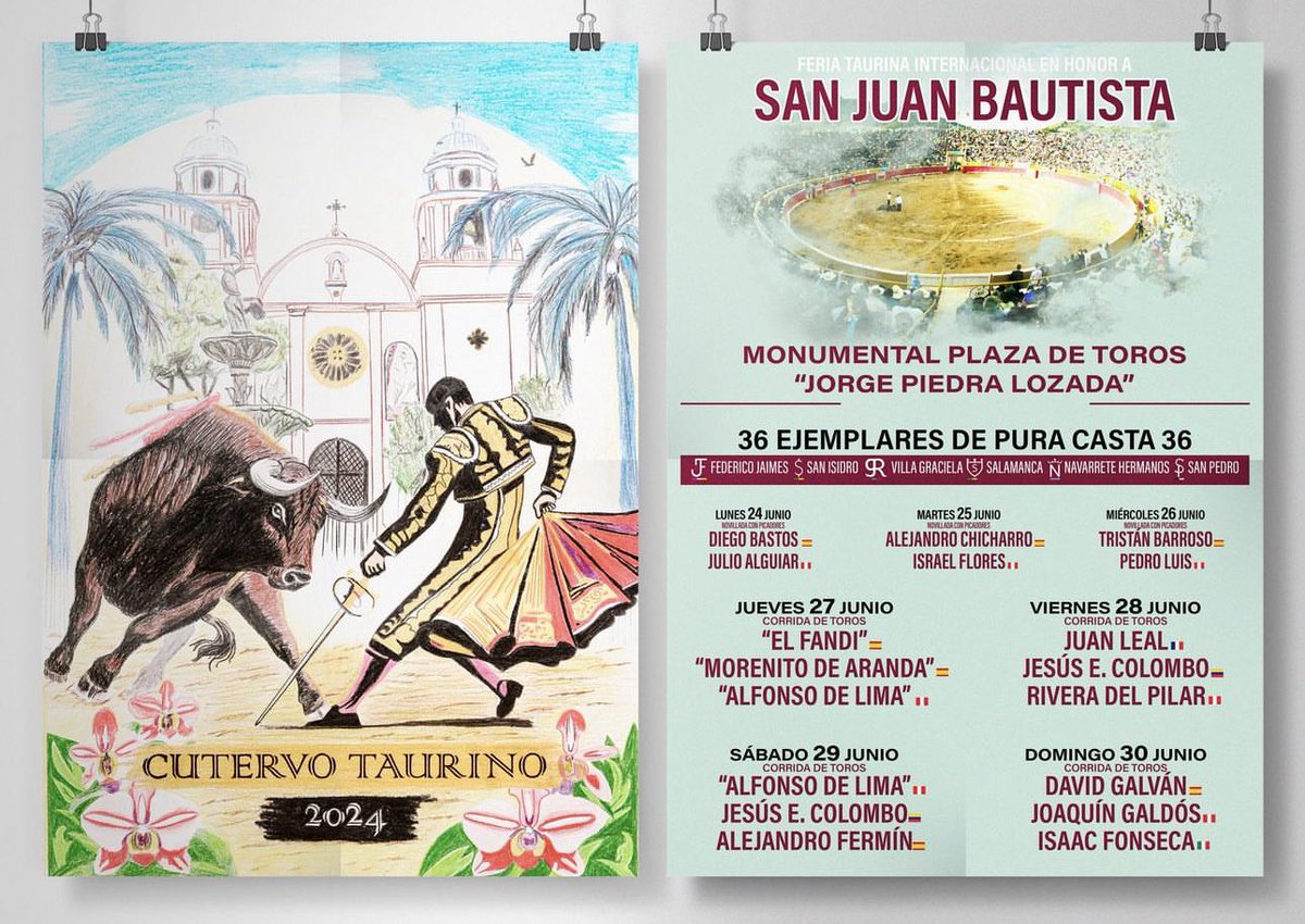 📆 𝗖𝗢𝗟𝗢𝗠𝗕𝗢, 𝗗𝗢𝗦 𝗧𝗔𝗥𝗗𝗘𝗦 𝗘𝗡 𝗖𝗨𝗧𝗘𝗥𝗩𝗢

👉🏻 Jesús Enrique Colombo trenzará el paseíllo en dos ocasiones en la próxima Feria de San Juan de Cutervo (Peru) los días 28 y 29 de Junio.

¡Les esperamos! 🙌🏻