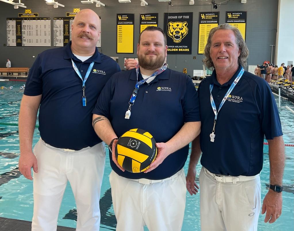 OhioReferees's tweet photo. Mitch, Eli, and Mark at Upper Arlington for spring boys games. More of these opportunities for players, coaches and refs make us all better! @OhioWaterPolo https://t.co/hkOwsOwIHJ
