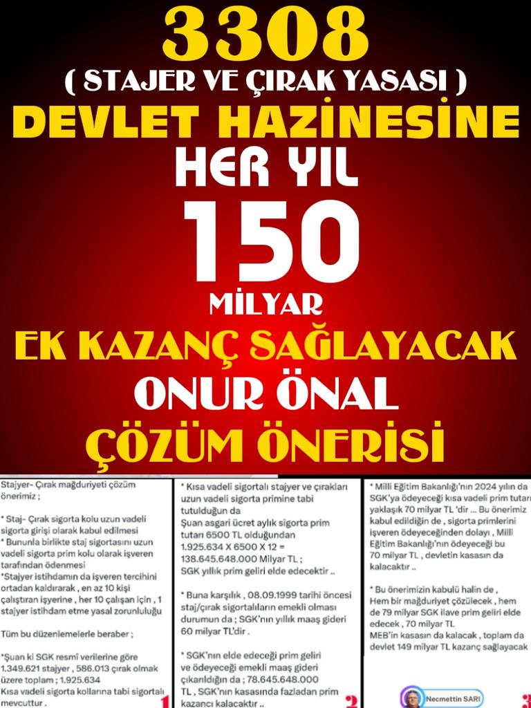 @Onuronal_ @isikhanvedat @csgbakanligi @RTErdogan @dbdevletbahceli @isikhanvedat @memedsimsek @RTEdijital @MHP_Bilgi @Akparti @_cevdetyilmaz #Çöz3308iAl149Milyarı