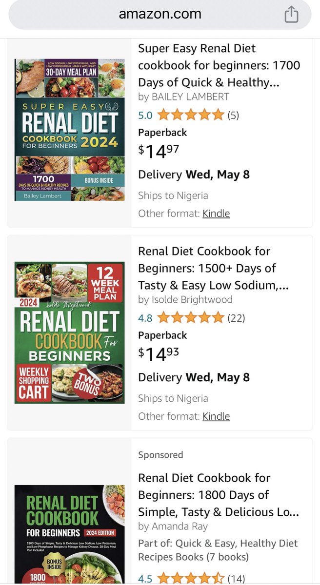 For subtitle, don’t stress yourself. Just check best sellers in your niche, and study them well. You can stylishly steal from the keywords ranking them. If I want to get a subtitle from those keywords in the picture below, I’ll say: Their Title: Renal Diet Cookbook for…