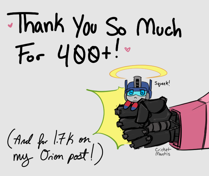 Can't thank you guys enough for all the support you've given me 
a thank you note to the  #Transformers fandom <3
#maccadams #OrionPax