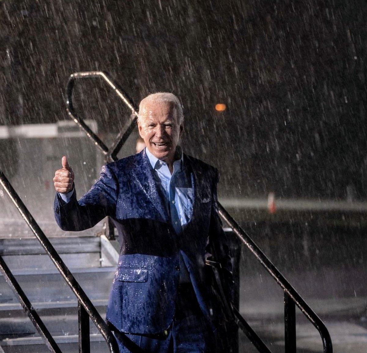 Trump just cancelled a rally because of rain.

Anyways, here is a photo of Joe Biden at a campaign event for no reason whatsoever.