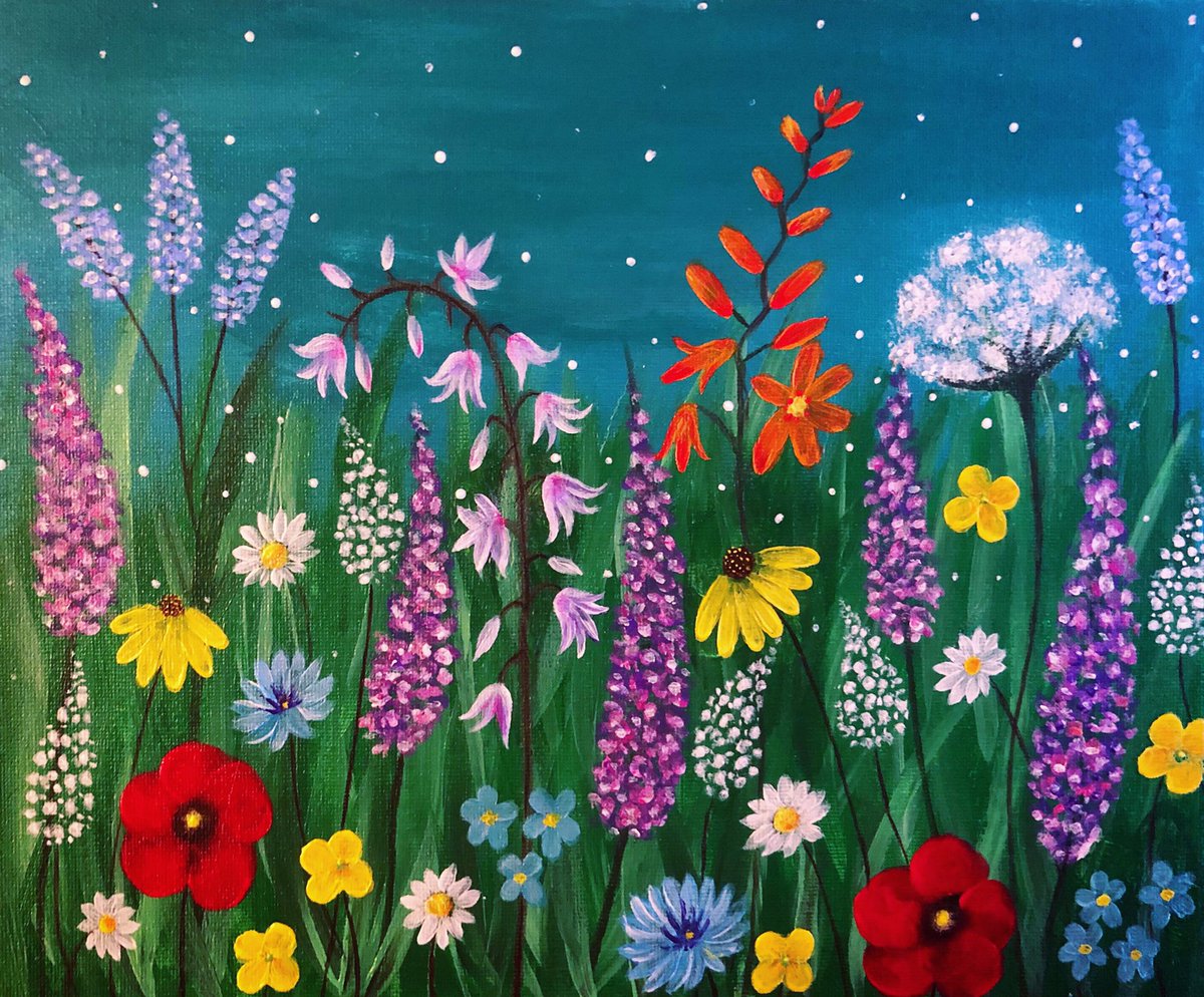 New painting of wild flowers in bloom 🌺🌼 #artwork #acrylicpainting #floral #wildflower