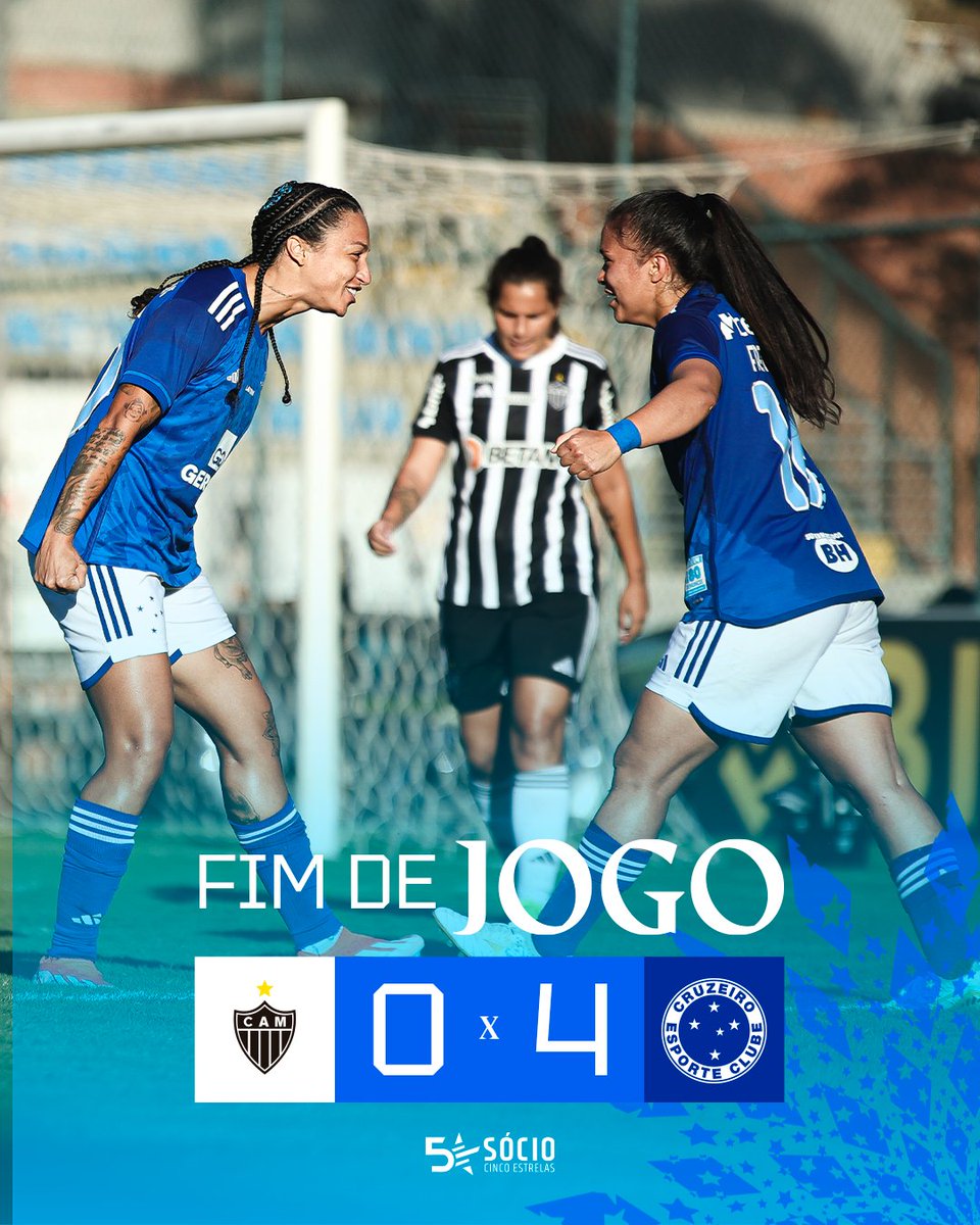 CruzeiroFem's tweet photo. Fim de jogo e VITÓRIA DAS CABULOSAS!!!
⚽ Byanca Brasil (3) e Rafa Andrade marcaram os nossos gols.
Goleada e + 3 pontos no Brasileirão!

#CAMxCRU | 0-4 | #AsCabulosasNoBrasileirão https://t.co/s3x60pmJKy