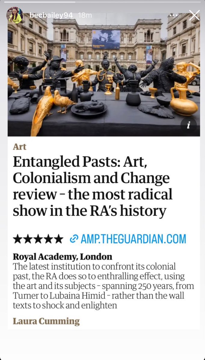 Last chance to catch #entangledpasts @royalacademy ; closes 28 April 2024 after an incredible 3 month run. Huge thankyou to everyone who has supported it and made it possible 🙌🏾🙏🏽