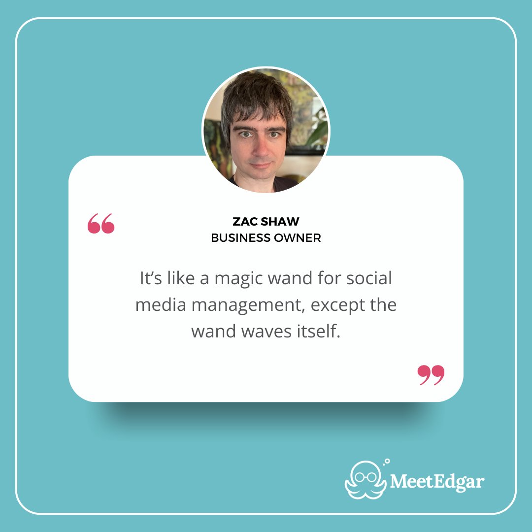 That's what I'm about: taking the load off your social media tasks, just like I do for my pal Zac. I handle the social media grind, so you can focus on what's important. #MeetEdgar #SocialMediaAutomation #UserReview #SocialMediaManager