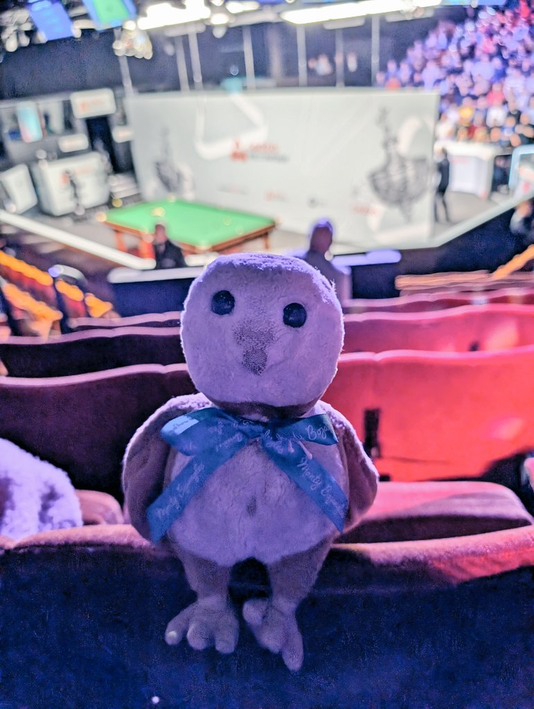 It's the mid-session interval on Table 1, so Sheffield wanted to send a great, big, World Championship hoot to all you Snooker fans out there. 🦉🎱 #snooker #crucible #luckymascot #WorldChampionship