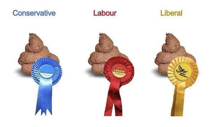 Nothing will improve in British politics if you keep voting for these parties. You only have yourselves to blame if you continue to vote for the detritus that is @Conservatives @UKLabour or @LibDems