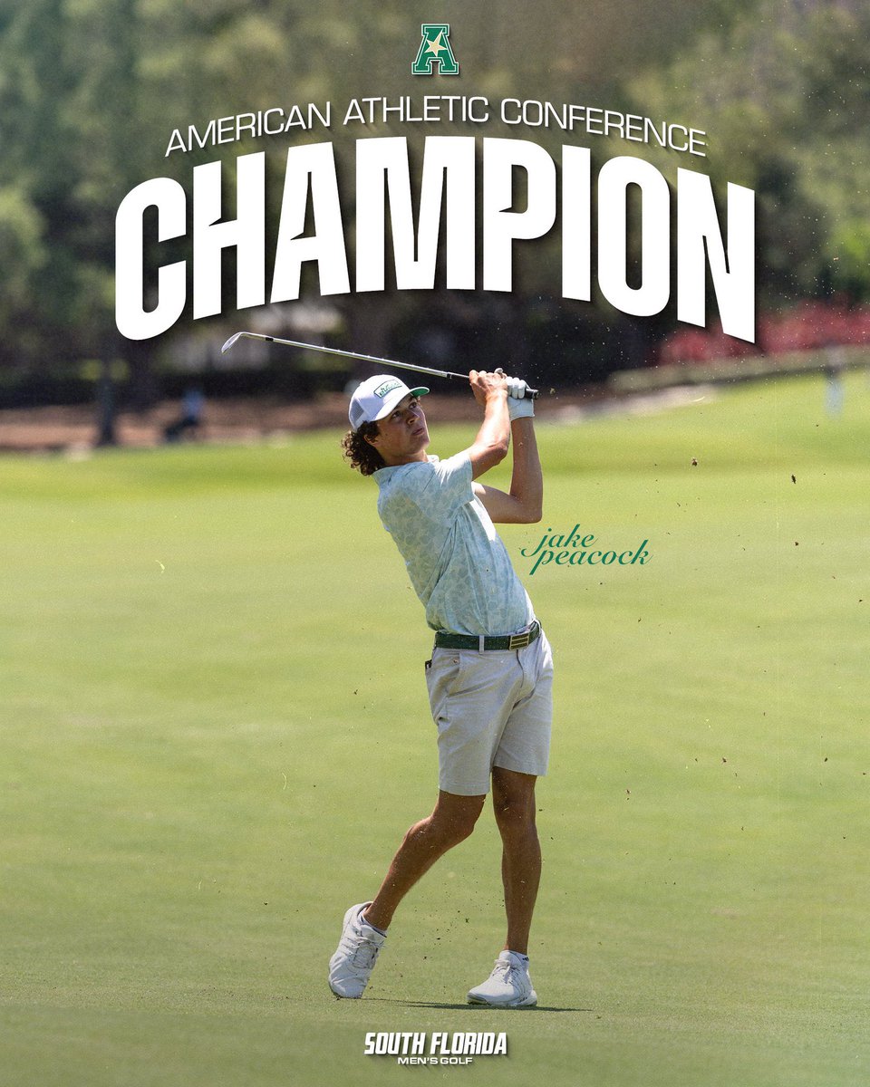 Building Tradition…One Champion at a Time! 6th AAC team title and 5th AAC individual title (Congrats Jake Peacock!) for @USFMGolf under Coach @stevbra! Go Bulls! #BULLIEVE 🤘⛳️
