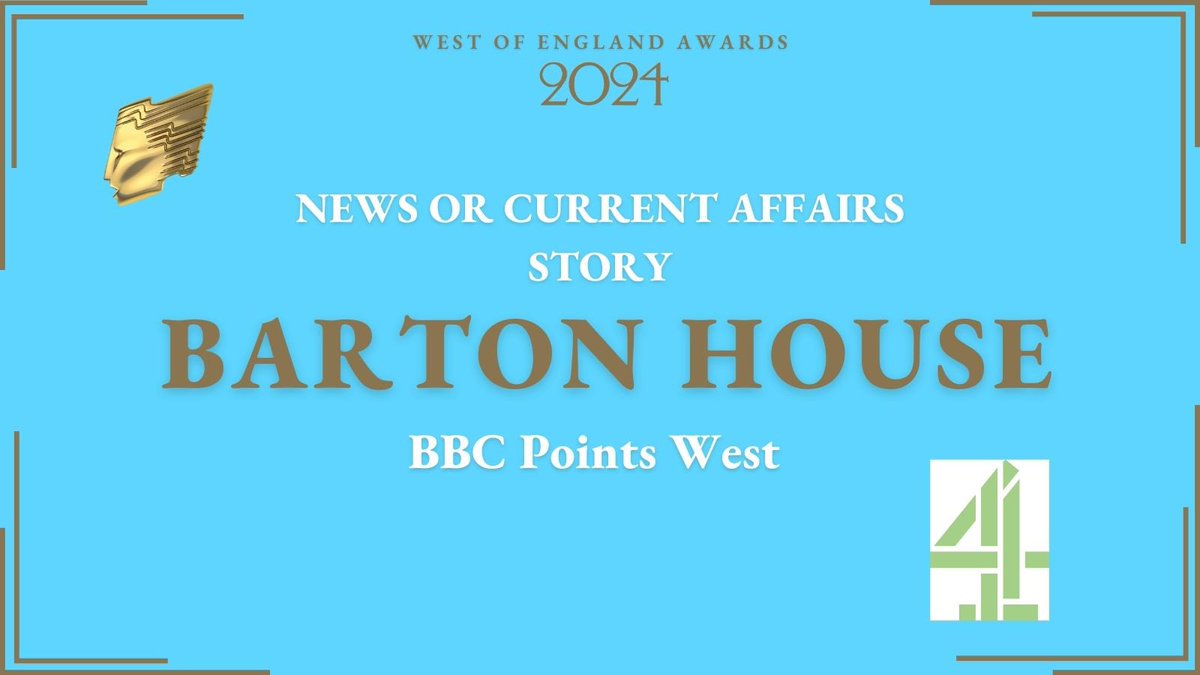 Our ‘News or Current Affairs Story’ category recognises genuine news stories shared at a high standard with impact across the region. Congratulations to our winner Barton House - BBC Points West (@BBCBristol)! Thank you to our category sponsor @Channel4 #RTSWOE