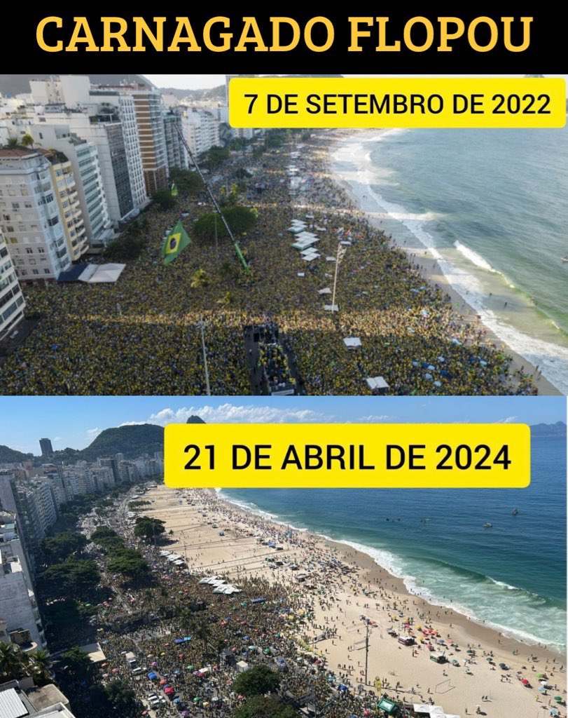 FLOPOU: 30 mil pessoas em Copacabana após 3 semanas de mobilização intensa não é absolutamente nada! Fiasco total! CHUVA DE LULA