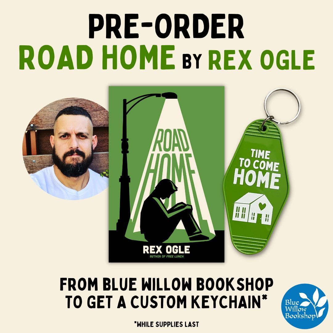 We love @RexOgle, and his new YA memoir, ROAD HOME, is not to be missed. Order your copy with us to receive a custom keychain—plus a signed bookplate with a donation to @TrevorProject! 💚 Pre-order here: bluewillowbookshop.com/pre-order-road… @NYRBooks