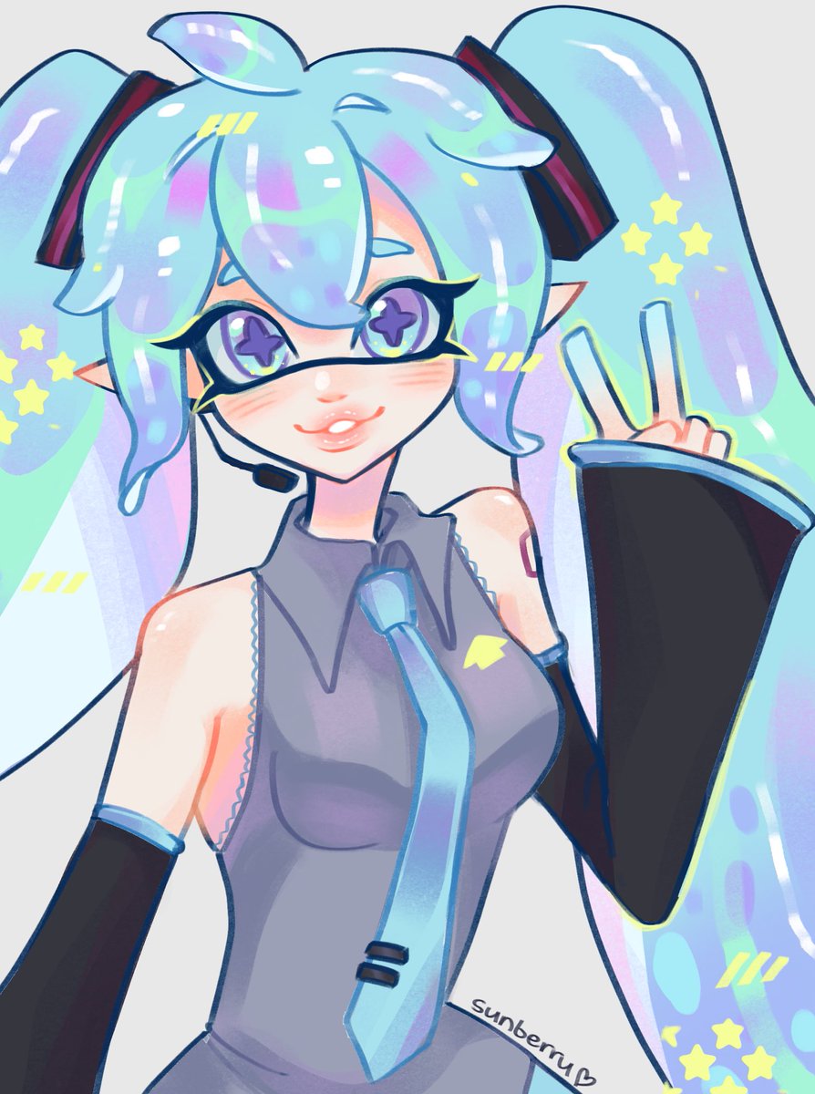 sunberru's tweet photo. late but… hatsune inku!! 💙 #splatoon3 https://t.co/vd6jlrP9Zu