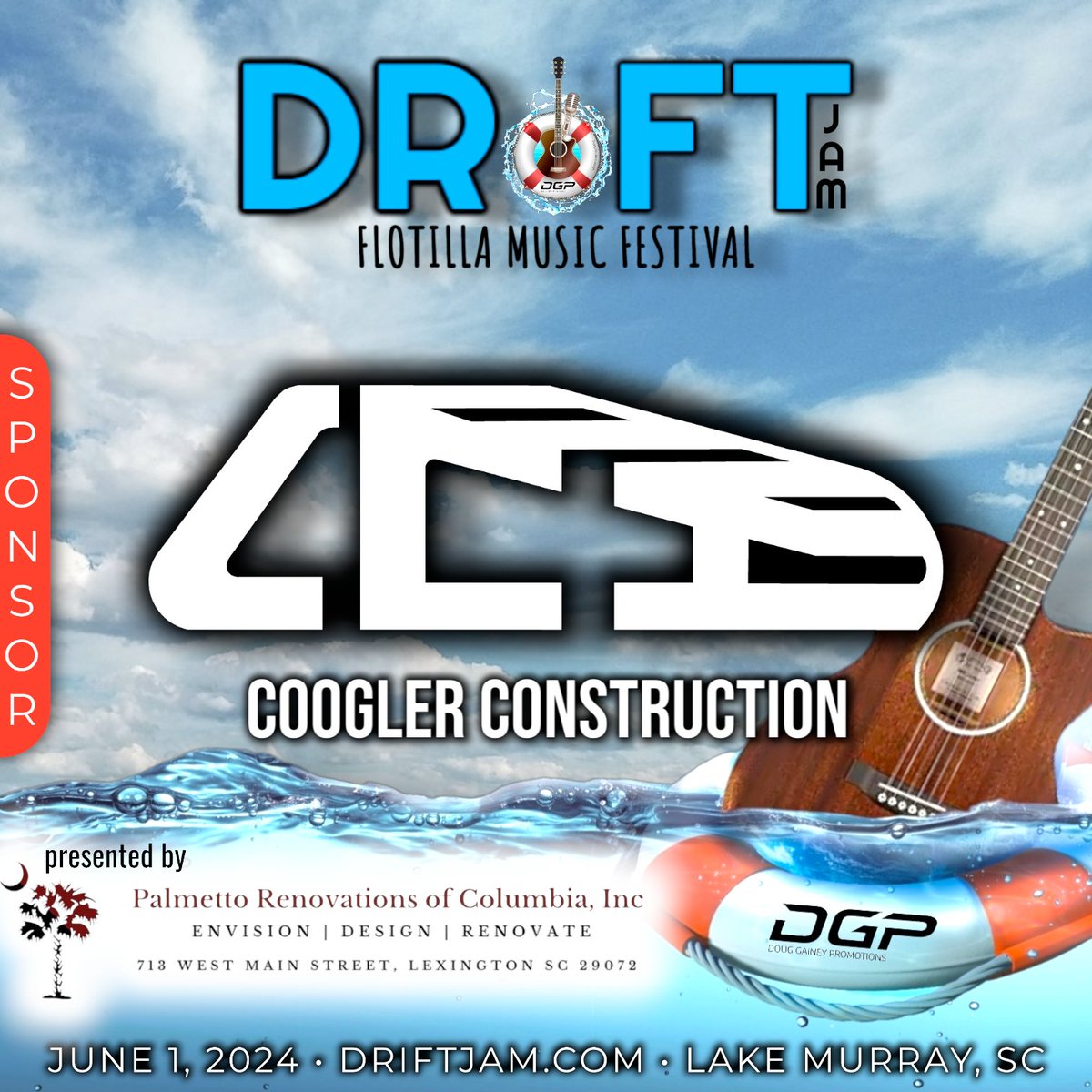 DriftJamFest's tweet photo. #sponsored ➡️ Coogler Construction 
.
.
#driftjam #driftjam2024 #FloatingFestival #MusicOnWater #FinalYear #SafeSailing #MusicCharity #LastChance #FOMO #BoatLife #LastCallOnTheLake https://t.co/3bCZliSfI1