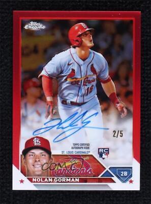 2023 Topps Chrome Red Refractor 2/5 Nolan Gorman #RA-NGO Rookie Auto RC #ad #baseballcards cardpromoter.com/2024/04/21/bas…