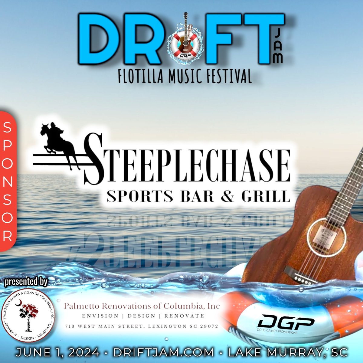#sponsored ➡️ Steeplechase Sports Bar and Grill
.
.
#driftjam #driftjam2024 #FloatingFestival #MusicOnWater #FinalYear #SafeSailing #MusicCharity #LastChance #FOMO #BoatLife #LastCallOnTheLake