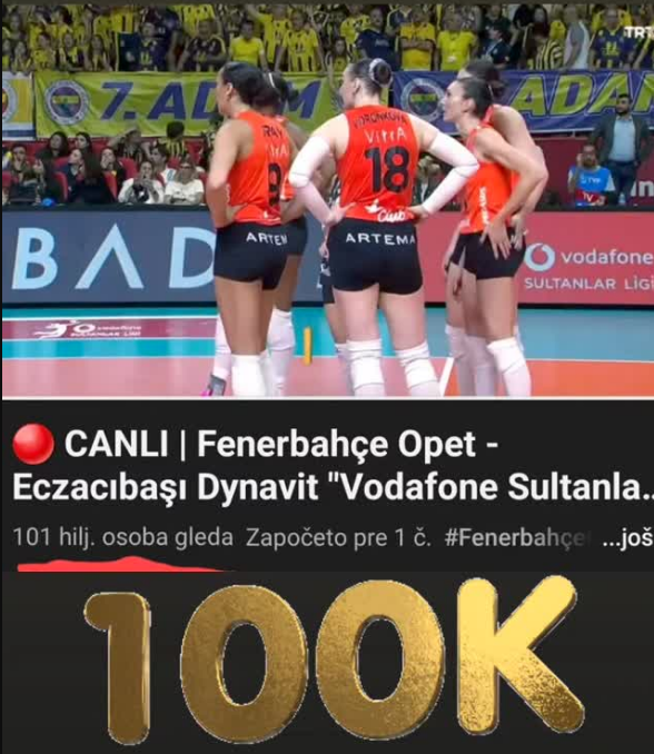 Eczacıbaşı-Fenerbahçe final maçının yayını sadece youtubeta 100 binden fazla kişi tarafında canlı takip edildi 🤯🤯