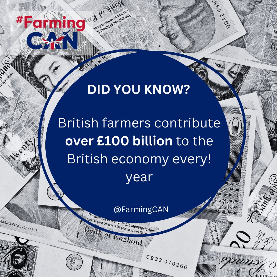 Did you know? British farmers play a vital role in our economy, contributing over £100 billion each year! 🌾💼 Here's a reminder of the immense contribution farmers make to our economy ... 🚜💰 Visit the hub to learn more 👇 bit.ly/41lTBnd #FarmingCAN #SupportFarmers