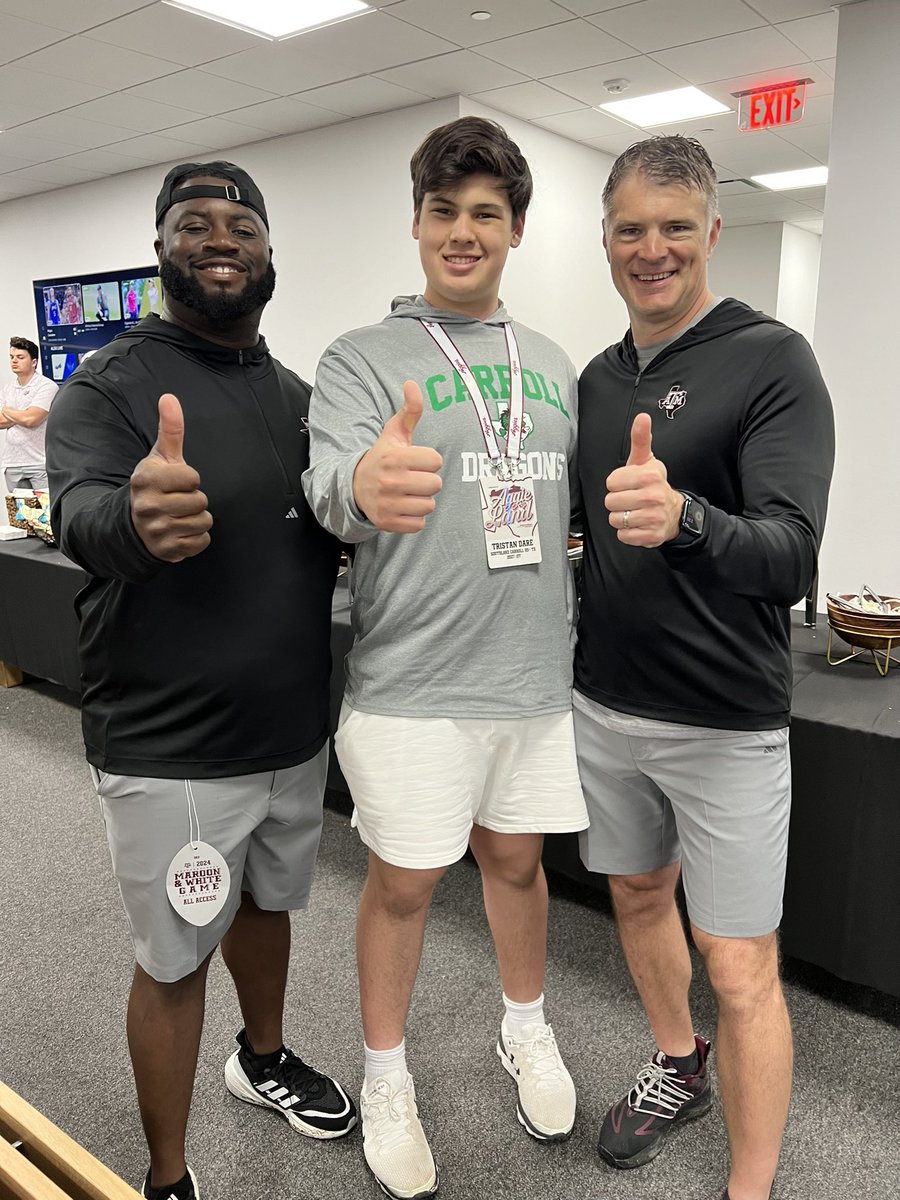 Amazing time @AggieFootball! Thank you @CoachCushing @CoachDmackey for your hospitality! #GigEm #TheStation @coachrdodge @coachvictorgill @SLC_Recruiting