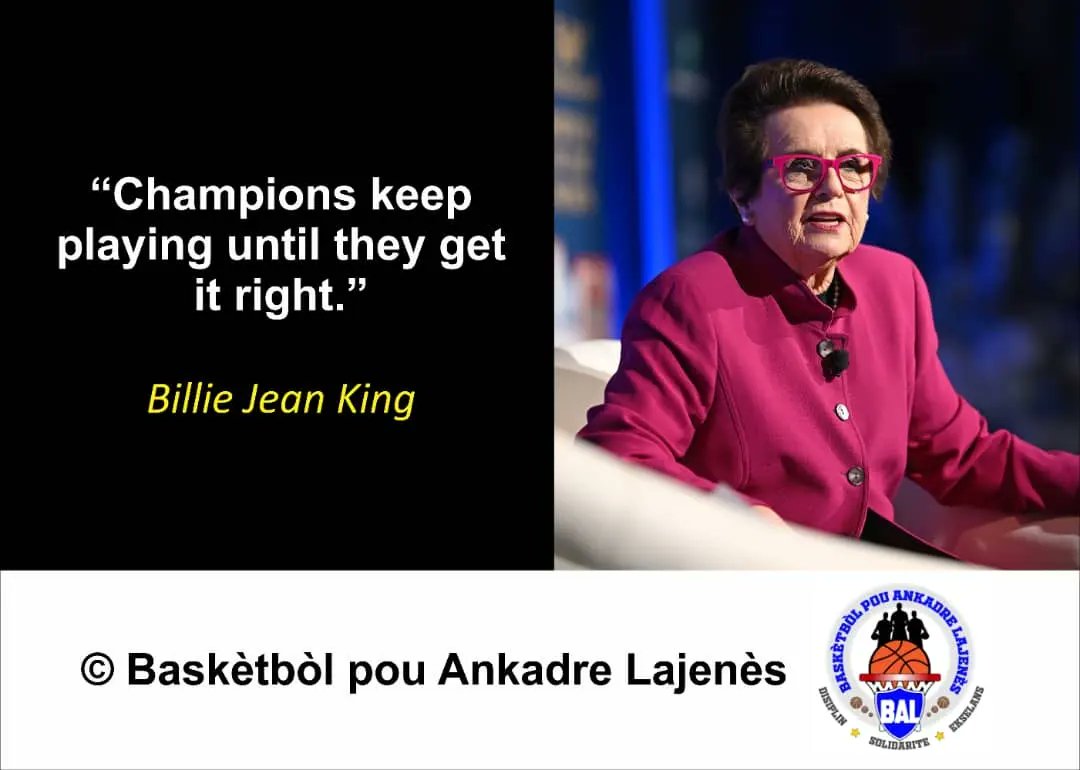 The Quote of the Day for Saturday, April 20th's practice session was a quote from Billie Jean King. 
.
.
. 
#champion #keepplaying #success #quote #quoteoftheday #BALHaiti