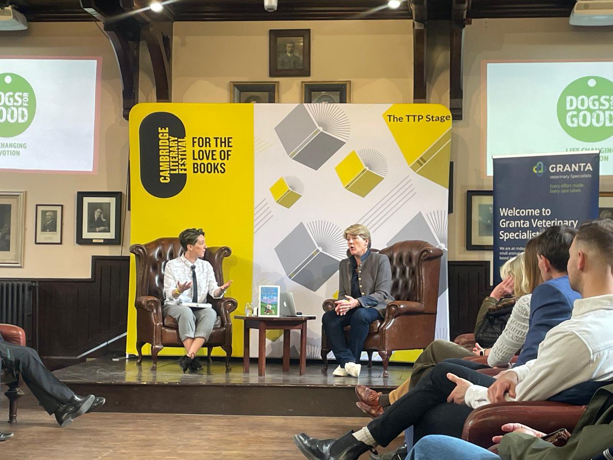 Thank you for joining us at @camlitfest today @clarebalding - I enjoyed our super conversation about all things #dogs and great to welcome you back to @cambridgeunion