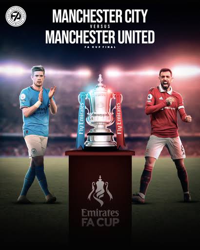 Get ready for an electrifying showdown! ⚽️
Manchester United vs Manchester City - it's on for the FA Cup final! 🔥

#FACupFinal #ManchesterDerby
#FACup
