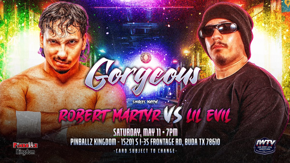 🚨MATCH ANNOUNCEMENT🚨 First Time Ever: @TheApexRM v @chicanokaiju Only 12 Front Row Seats Remain! #Gorgeous • 5/11 • 7PM Pinballz Kingdom • Buda, TX Tickets start at just $10! 🎟️: NewTexasPro.Com/Events