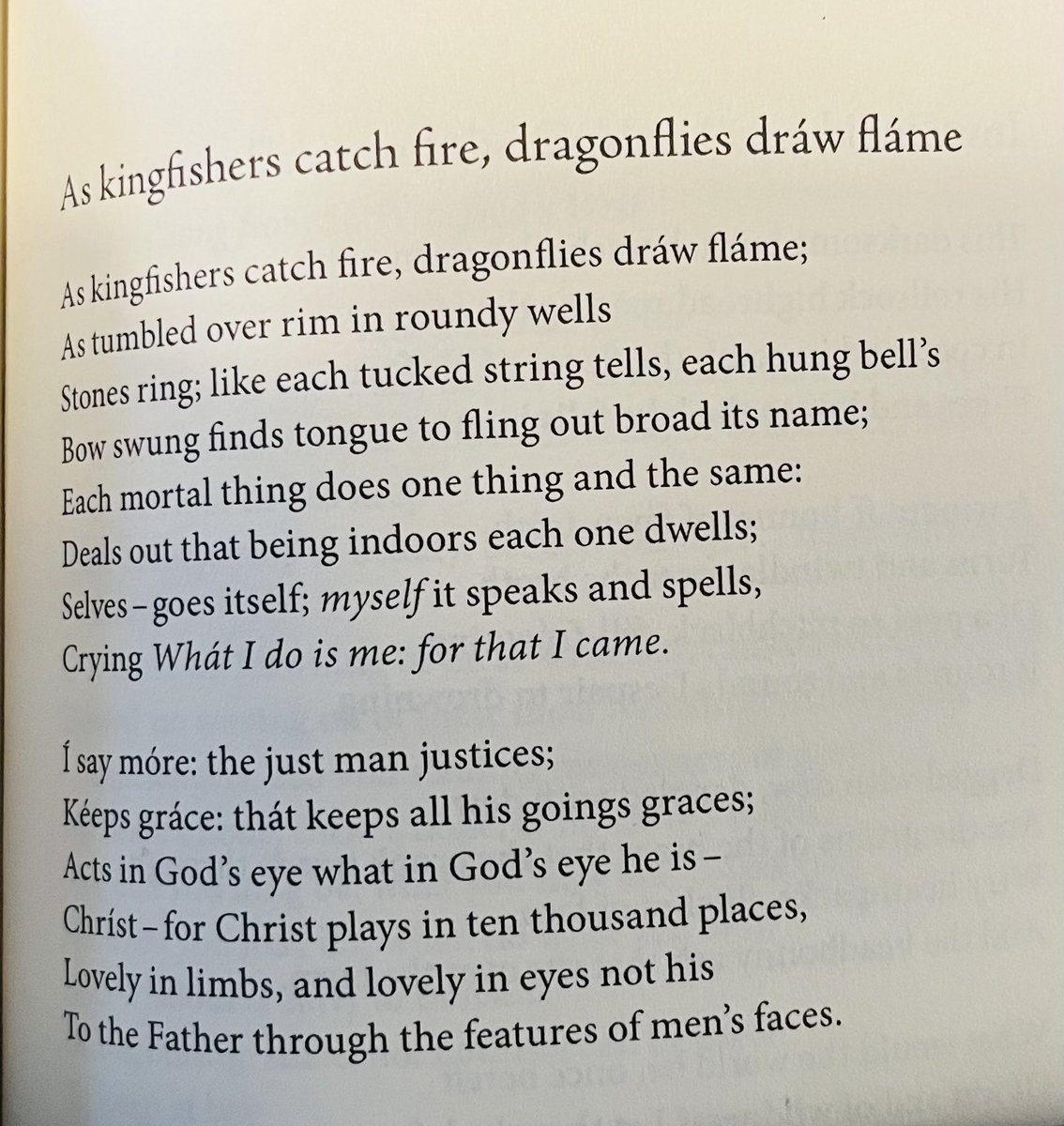 GERARD MANLEY HOPKINS I heard about this poem in grad school from a medievalist. His enthusiasm was noted, the poem was not. Today I agree: it is an astonishing work. The theme of selfhood seems brilliantly demonstrated, the role of Christ as universal concrete other ponderable.