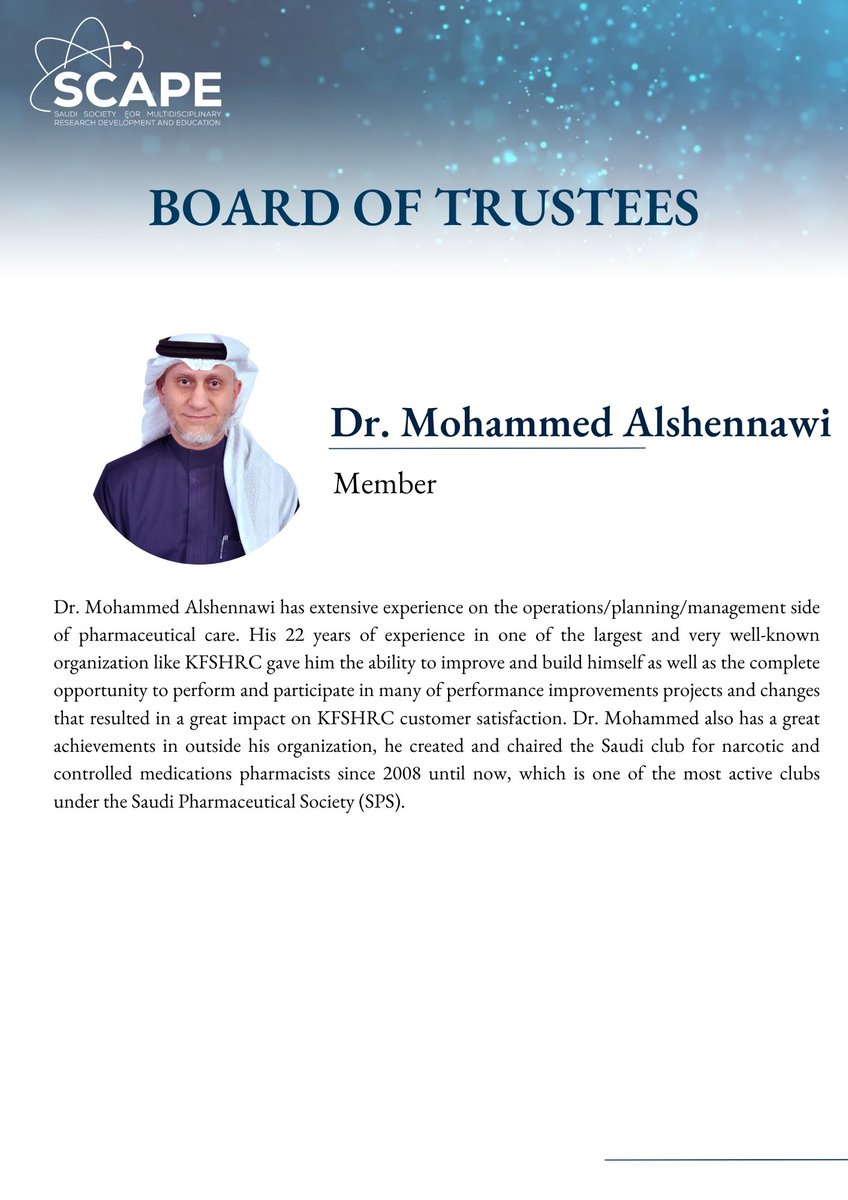 Scape_Society's tweet photo. 🇸🇦🇸🇦🇸🇦

Thrilled to extend a warm welcome to our esteemed board of trustees members! 

Dr. Mohammed Alshennawi
@MohammedAlshen4

Your expertise and insights will be invaluable as we work towards our mission. 

Looking forward to a successful and impactful journey together! https://t.co/6LehZHXFtF