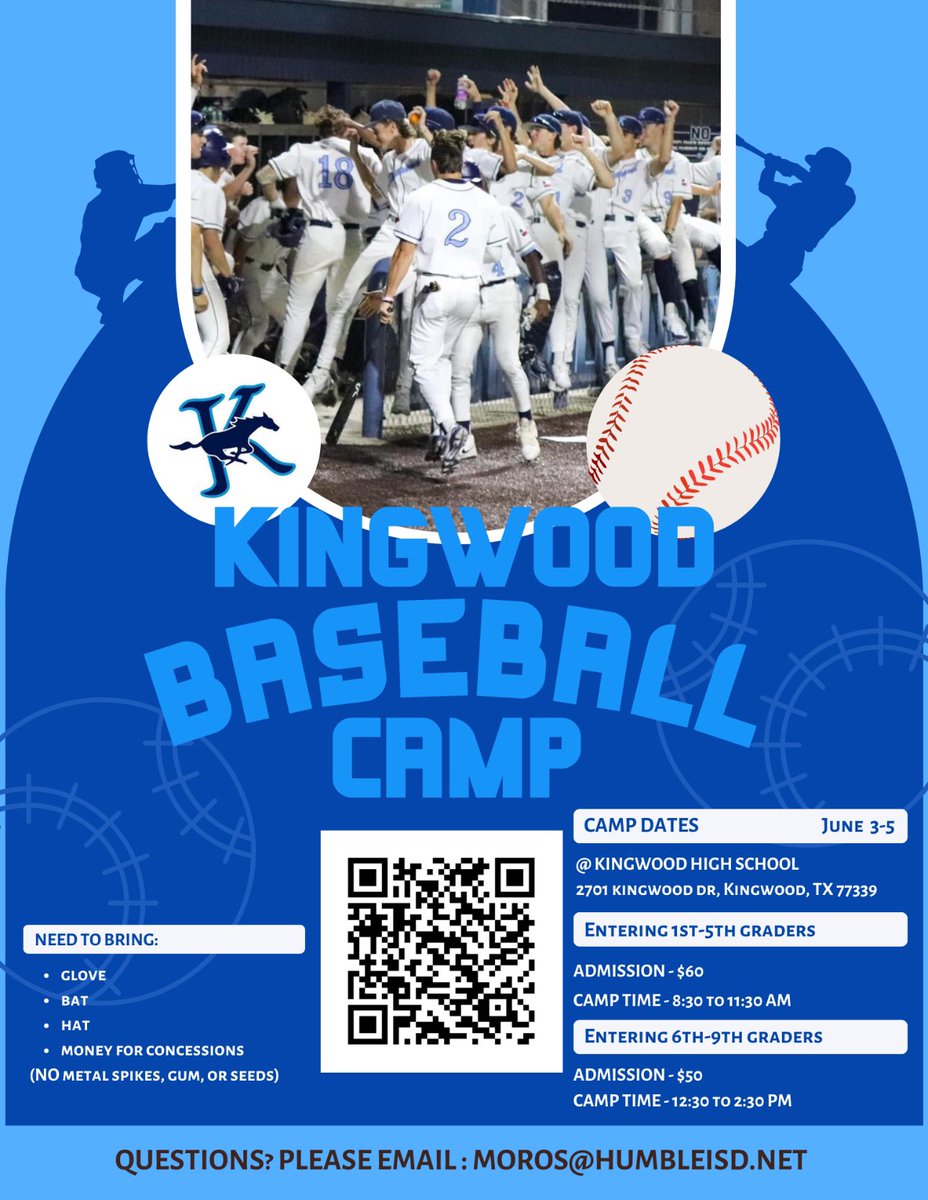 Sign up for our annual Kingwood High School Baseball Camp #KVE