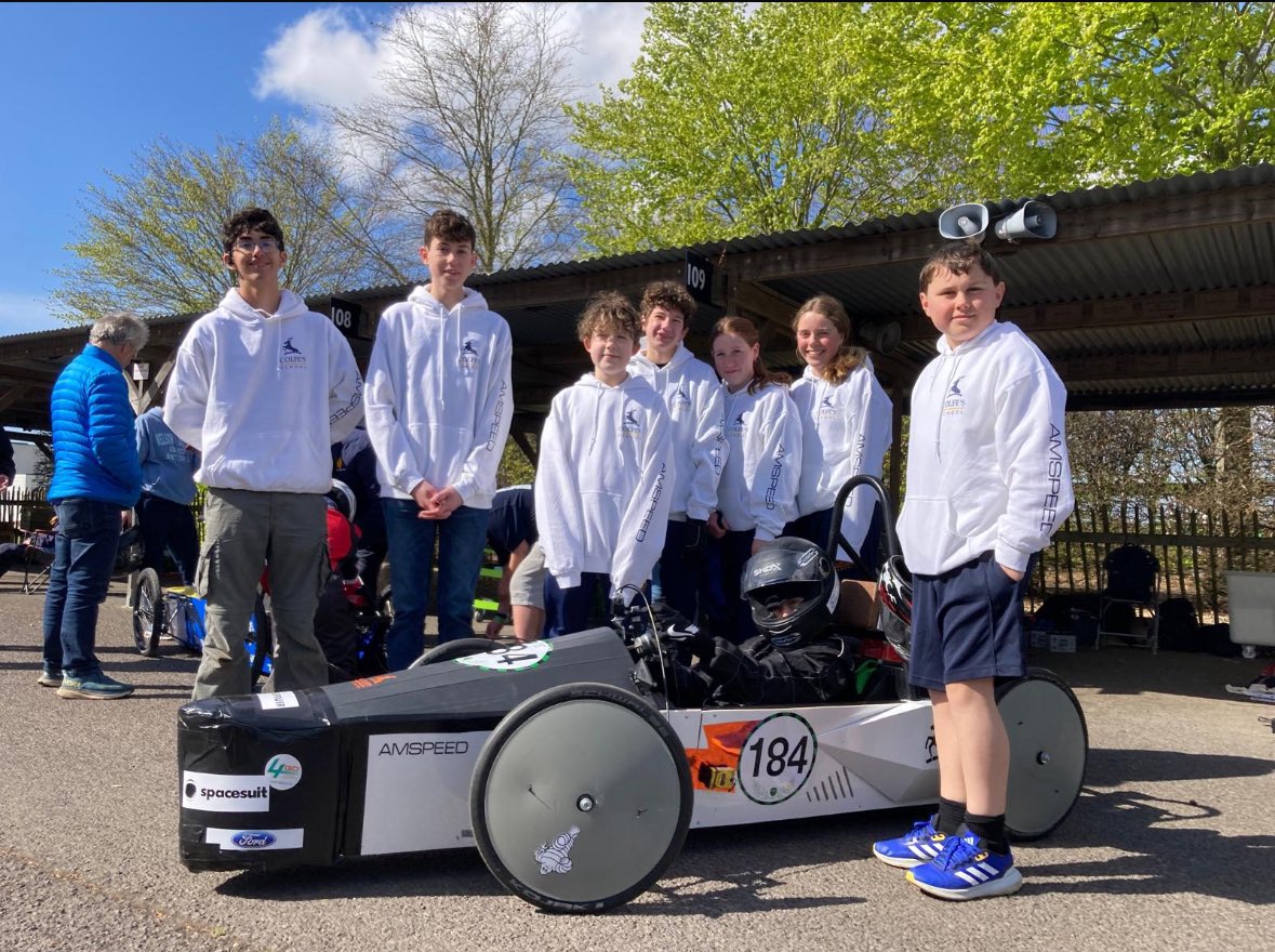 Lovely day for our Electric Car Club Team competing at Goodwood today @ColfesSchool